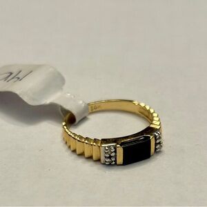 Black onyx and diamond ring